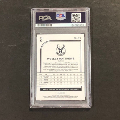 2019-20 NBA Hoops #75 Wesley Mathews Signed Card PSA Slabbed Bucks