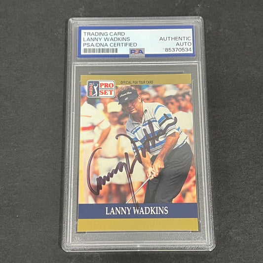 1990 PGA Tour #35 Lanny Wadkins Signed Card PSA/DNA Slabbed AUTO Golf