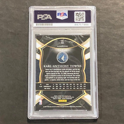 2020-21 Panini Select #36 Karl-Anthony Towns Signed Card AUTO PSA Slabbed Timber