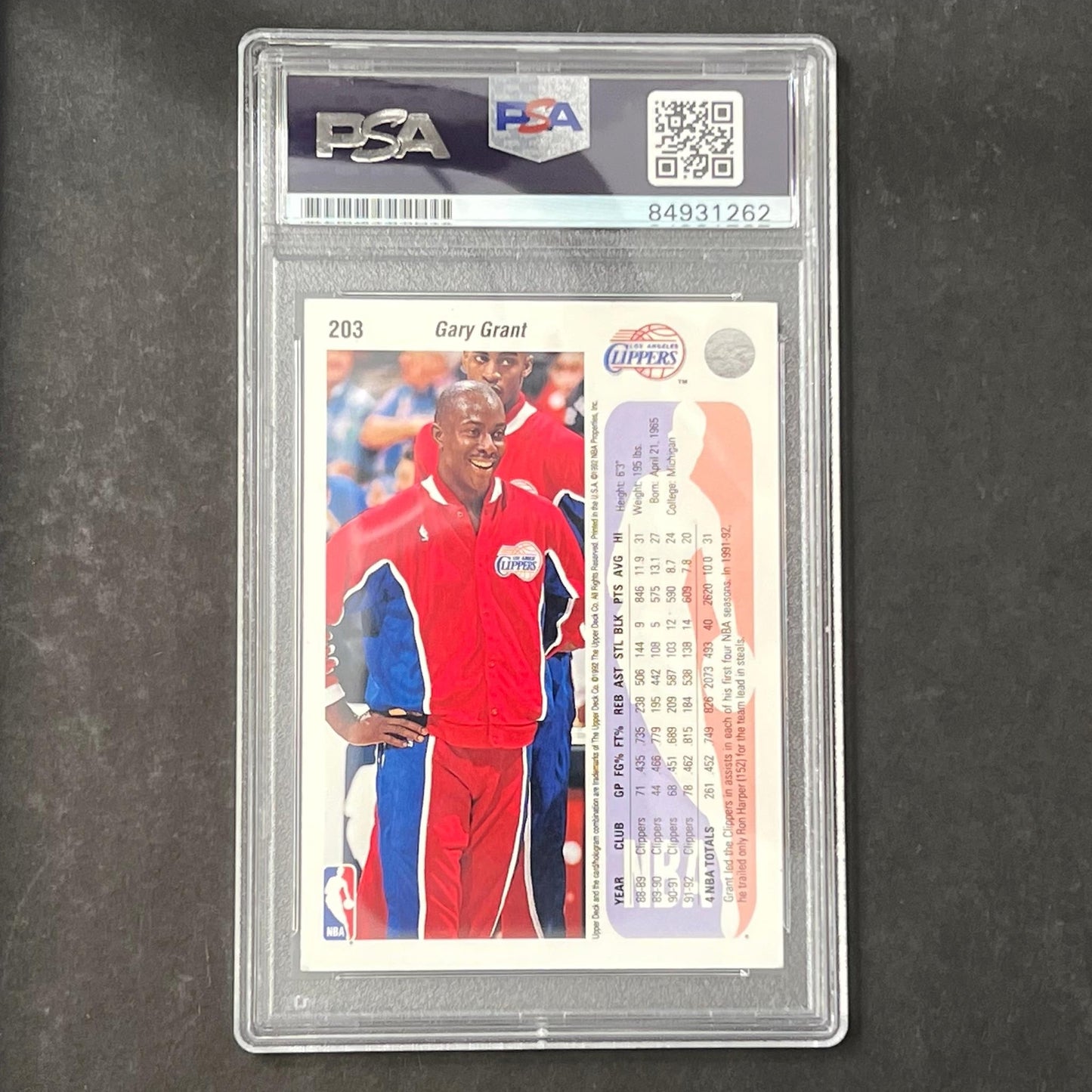 1992-93 Upper Deck #203 Gary Grant Signed Card PSA Slabbed Clippers