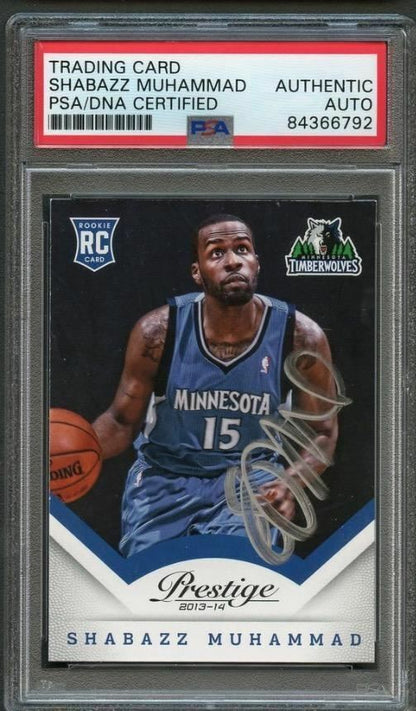 2013-14 Panini Prestige #174 Shabazz Muhammad Signed Rookie Card AUTO PSA Slabbe