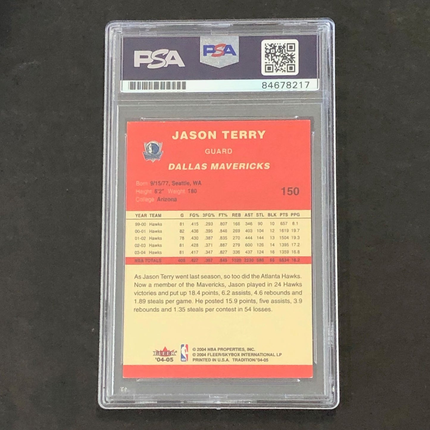 2004-05 Fleer Tradition #150 Jason Terry Signed Card AUTO PSA Slabbed Mavericks