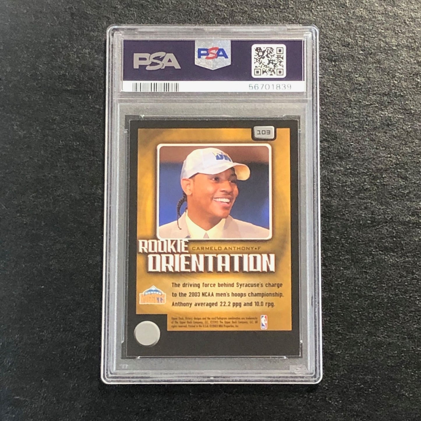 2003 Victory #103 Carmelo Anthony PSA 7 NM RC Nuggets