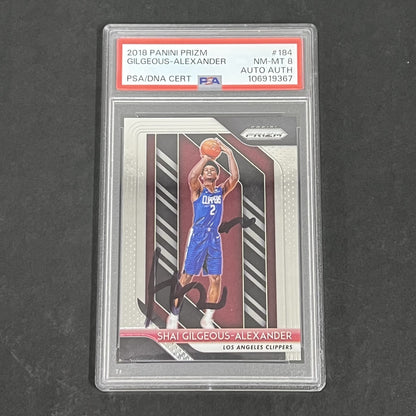 2018 Panini Prizm #184 Shai Gilgeous-Alexander signed card PSA 8 Auto A