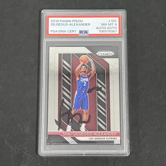 2018 Panini Prizm #184 Shai Gilgeous-Alexander signed card PSA 8 Auto A