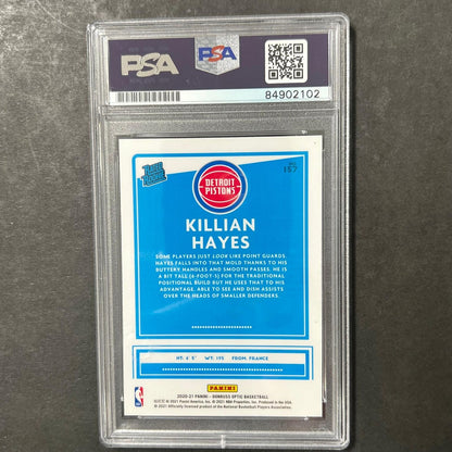 2020-21 Optic Rated Rookie #157 Killian Hayes Signed Card AUTO PSA Slabbed RC Pi