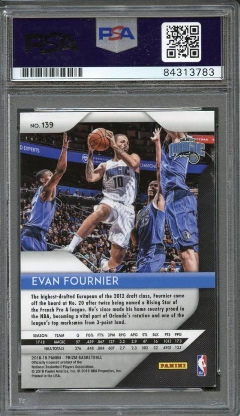 2018-19 Panini Prizm #139 EVAN FOURNIER Signed Card AUTO PSA Slabbed Magic
