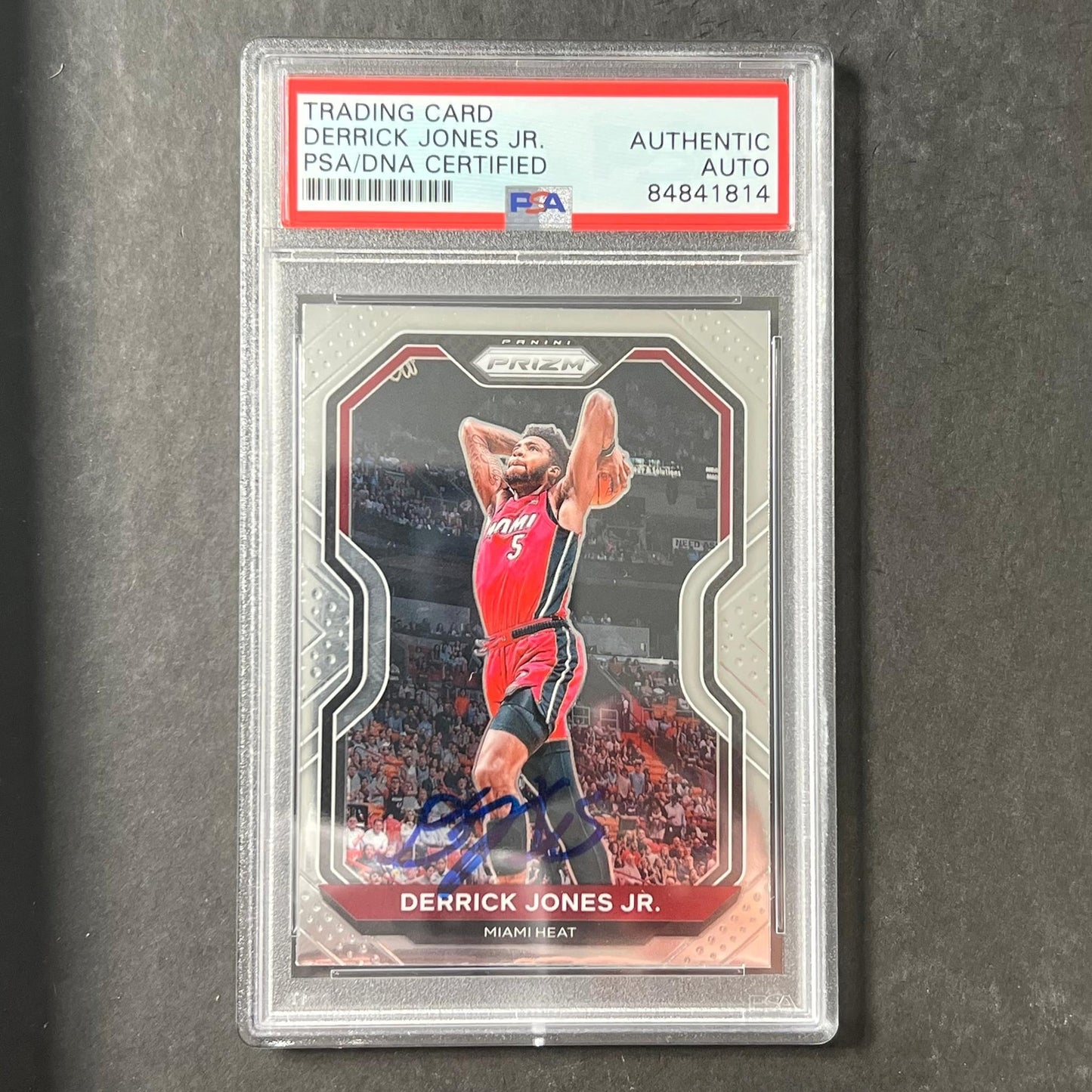 2020-21 Panini Prizm #55 Derrick Jones Jr. Signed Card AUTO PSA/DNA Slabbed Heat