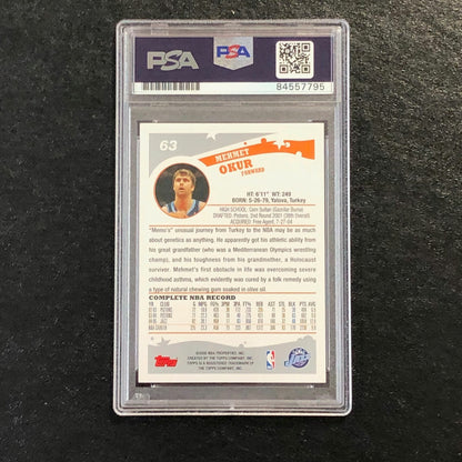 2005-06 Topps #63 Mehmet Okur Signed Card AUTO PSA Slabbed Jazz