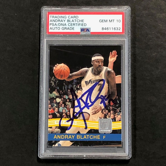 2010-11 Panini Donruss #187 Andray Blatche Signed Card AUTO 10 PSA Slabbed Wizar