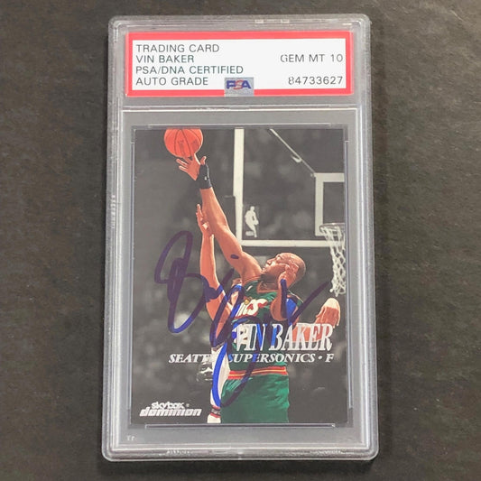 1999-00 Skybox Dominion #97 Vin Baker Signed Card AUTO 10 PSA/DNA Slabbed Supers