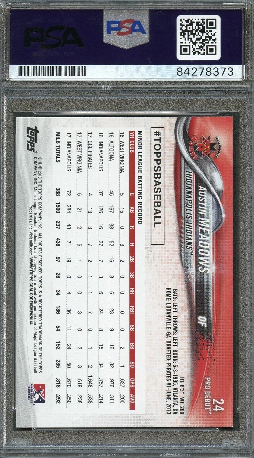 2018 Topps #24 Austin Meadows Signed Card PSA Slabbed Auto Indianapolis Indians