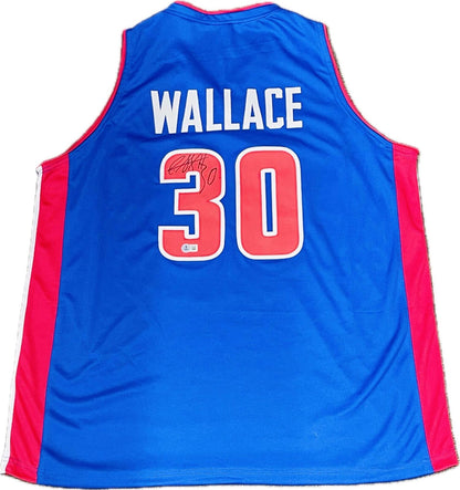 Rasheed Wallace signed Jersey Beckett Detroit Pistons Autographed