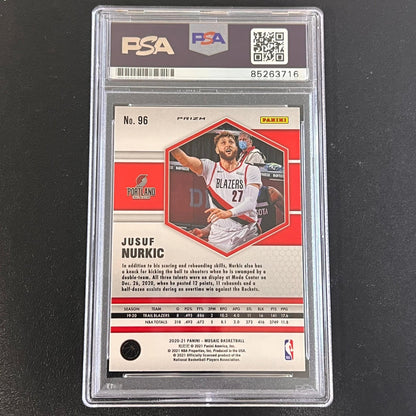 2020-21 Panini Mosaic #96 Jusuf Nurkic Signed AUTO PSA Slabbed Trail Blazers