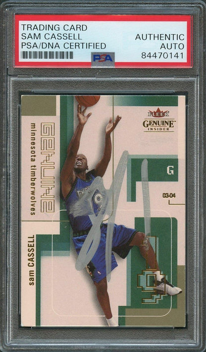 2003-04 Fleer Genuine #41 Sam Cassell Signed Card AUTO PSA Slabbed Minnesota Tim