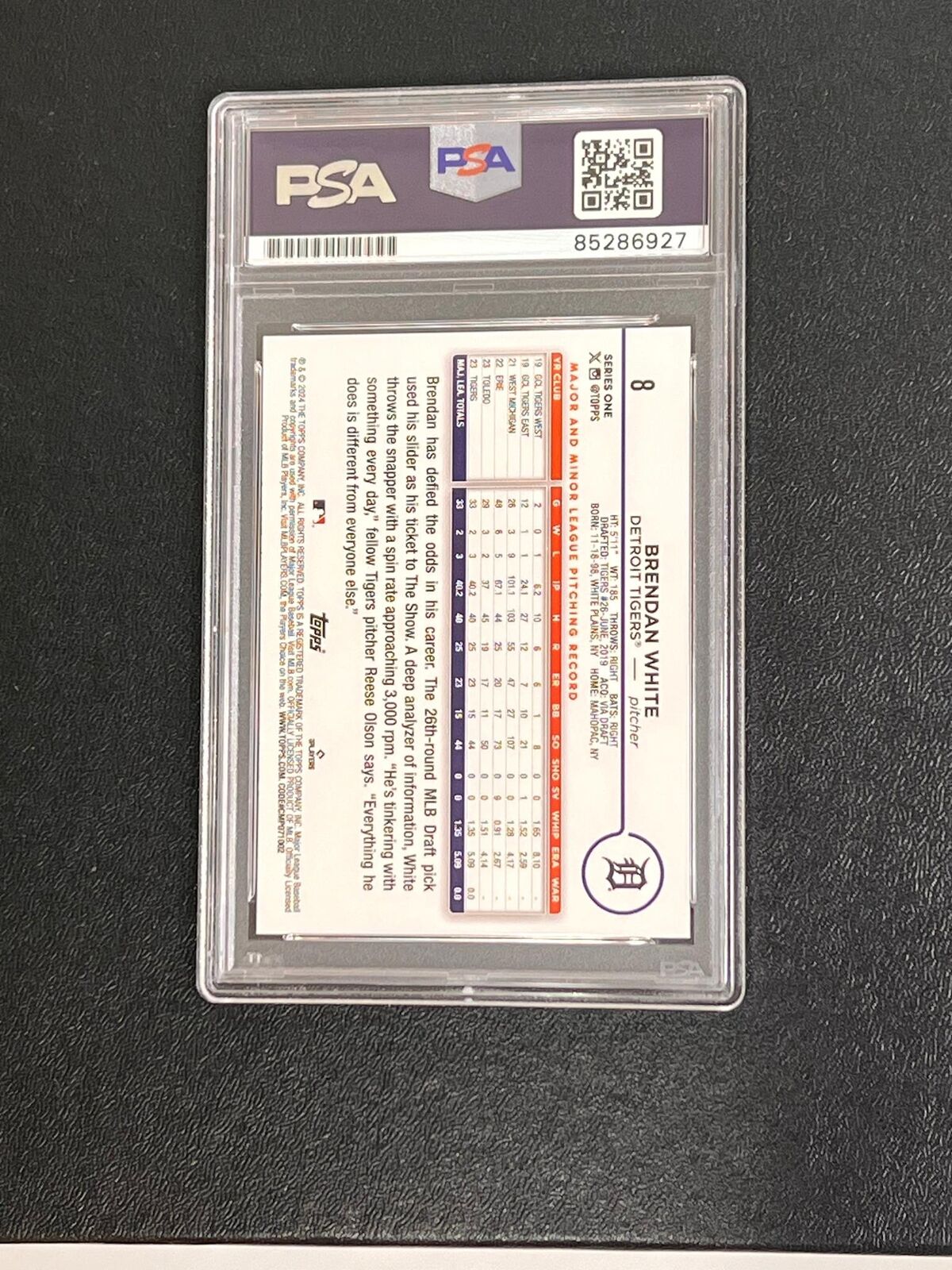 2024 Topps Series One RC #8 Brendan White Signed Card PSA/DNA Authenticated Slab