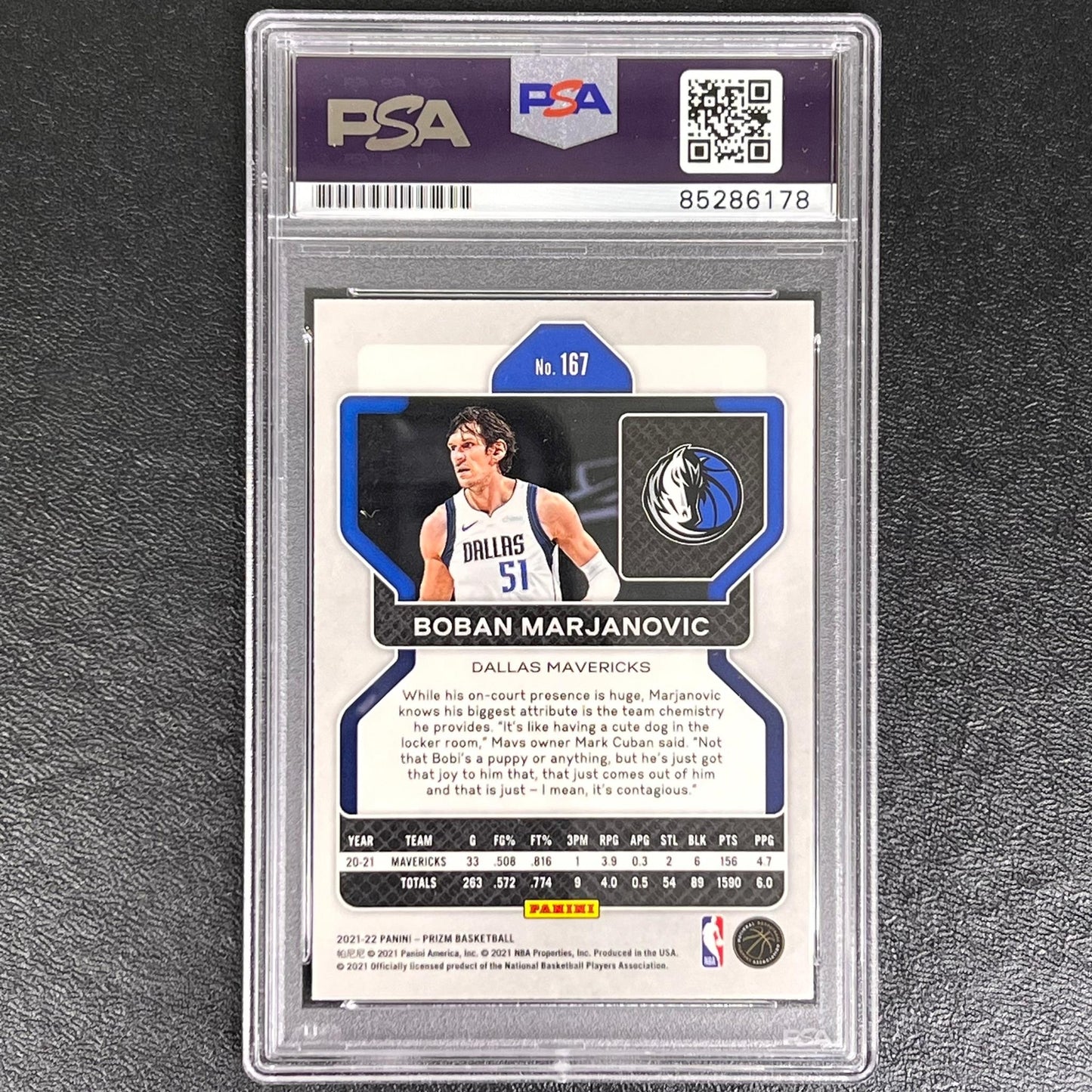 2021-22 Panini Prizm #167 Boban Marjanovic signed AUTO Card PSA/DNA Slabbed Mave