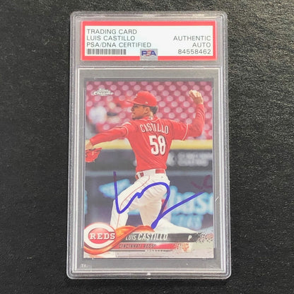 2018 Topps Chrome #34 Luis Castillo Signed Card PSA Slabbed Auto Reds