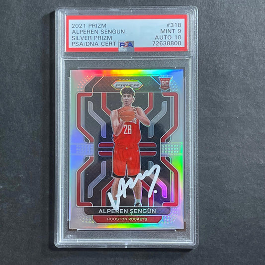 2021-22 Panini Silver Prizm #318 Alperen Sengun Auto 10 Card 9 PSA Slabbed RC Ro