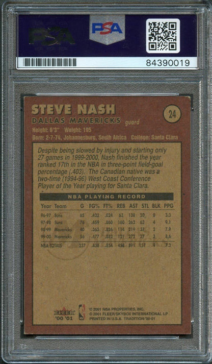 2000-01 Fleer Tradition #24 Steve Nash Signed Card AUTO PSA Slabbed Mavericks