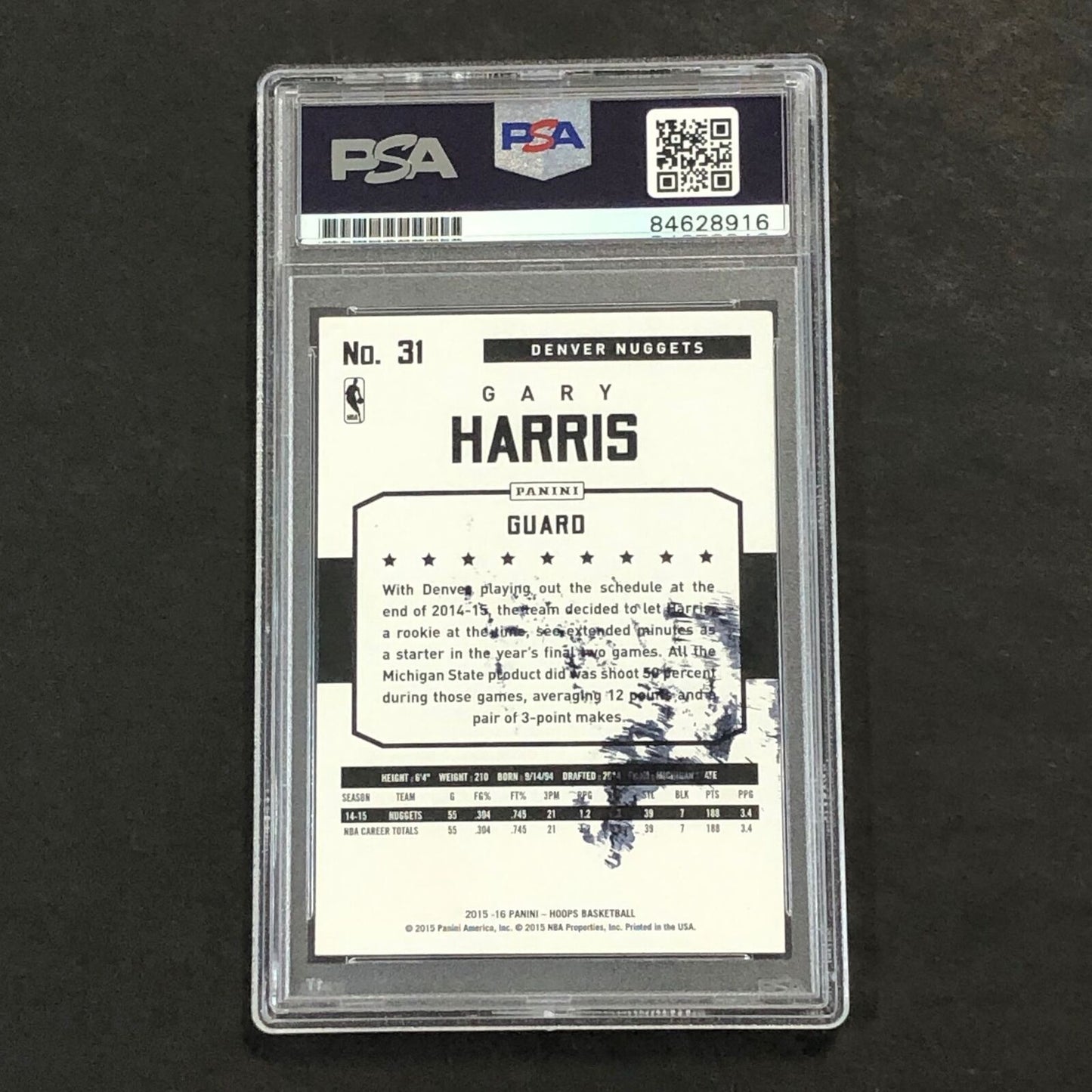 2015 NBA Hoops #31 Gary Harris signed Auto 10 Card PSA/DNA Slabbed Nuggets