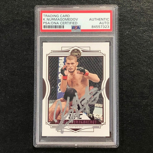 2021 Panini Chronicles #42 Khabib Nurmagomedov Signed Card AUTO PSA Slabbed