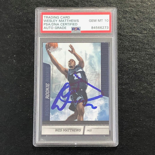 2009-10 Absolute Memorabilia #128 Wesley Matthews Signed Card AUTO 10 PSA Slabbe