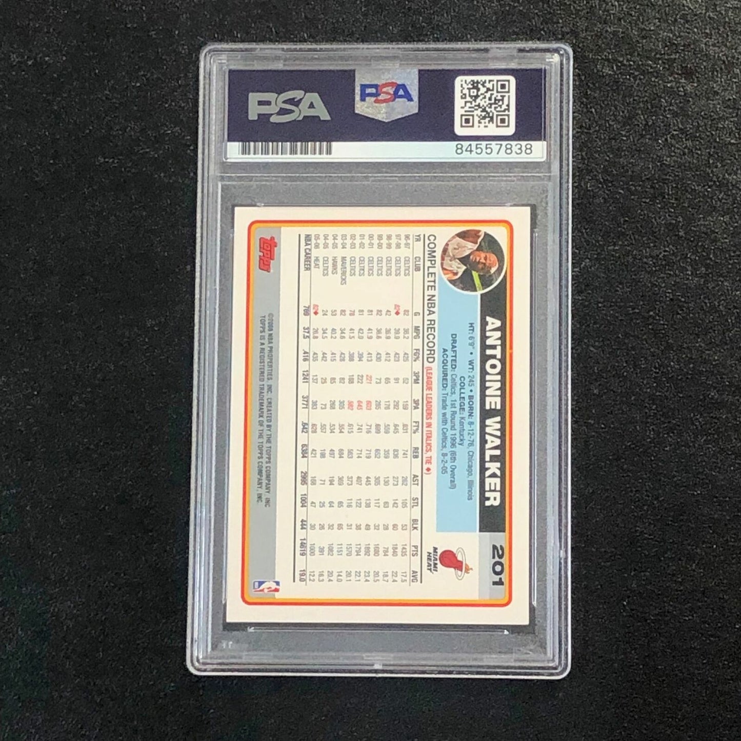 2006-07 Topps #201 Antoine Walker Signed Card AUTO PSA Slabbed Heat