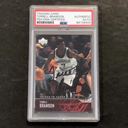 2003-04 Upper Deck #5 Terrell Brandon Signed Card AUTO PSA/DNA Slabbed Timberwol