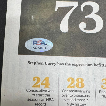 Stephen Curry signed San Francisco Chronicle Newspaper PSA Warriors Autographed