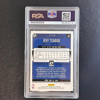 2018-19 Panini Donruss Optic #105 Jeff Teague Signed Card AUTO PSA Slabbed Timbe
