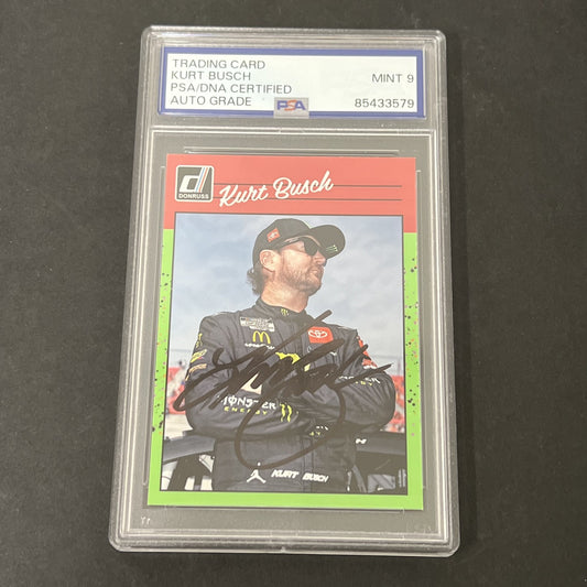 2023 Panini Donruss Racing #151 Kurt Busch signed card PSA Auto 9