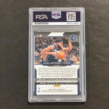 2020-21 Panini Prizm #167 Karl-Anthony Towns Signed Card AUTO PSA Slabbed Timber