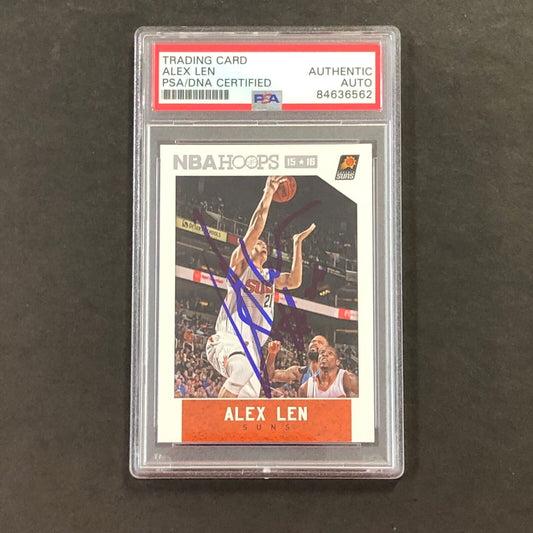 2015-16 NBA Hoops #75 Alex Len Signed Card AUTO PSA Slabbed Suns