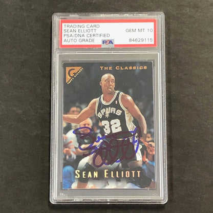 1995-96 Topps Gallery #117 Sean Elliott Signed Card Auto 10 PSA Slabbed Spurs