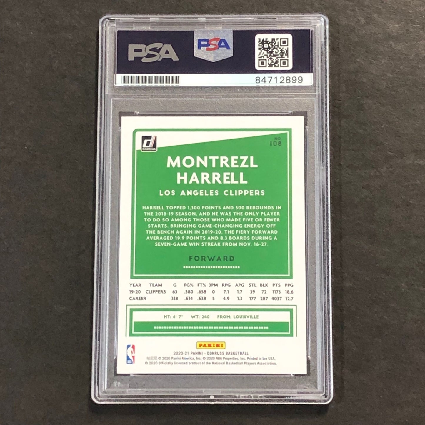 2020-21 Donruss Panini #108 Montrezl Harrell Signed Card AUTO PSA Slabbed Clippe
