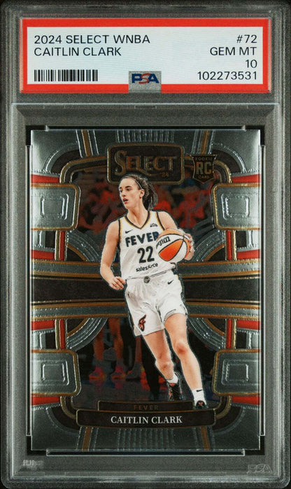 2024 Panini Select WNBA #72 Caitlin Clark PSA GEM MT 10 Fever RC