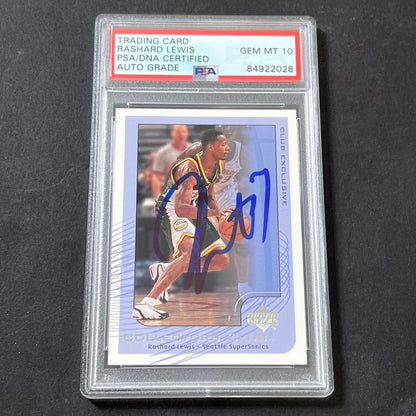 2001-02 Upper Deck #NBA17 Rashard Lewis Signed Card AUTO 10 PSA/DNA Slabbed Soni
