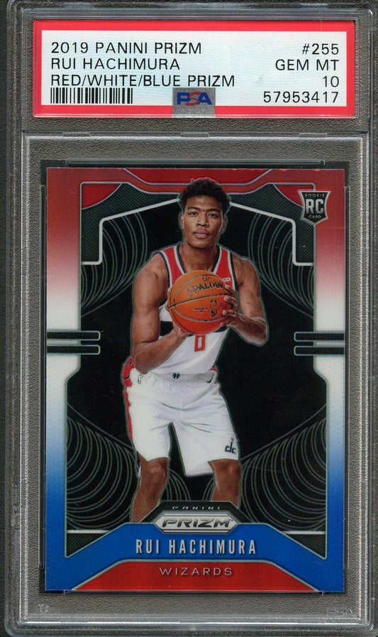 2019 Panini Prizm Red White Blue #255 Rui Hachimura PSA 10 RC Wizards