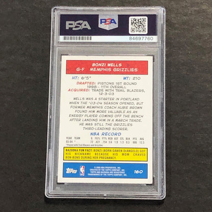 2003-04 Topps Bazooka #160 Bonzi Wells Signed Card PSA Slabbed Grizzlies