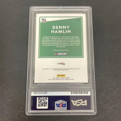 2021 Panini Donruss Racing #39 Denny Hamlin Signed Card PSA Slabbed Nascar