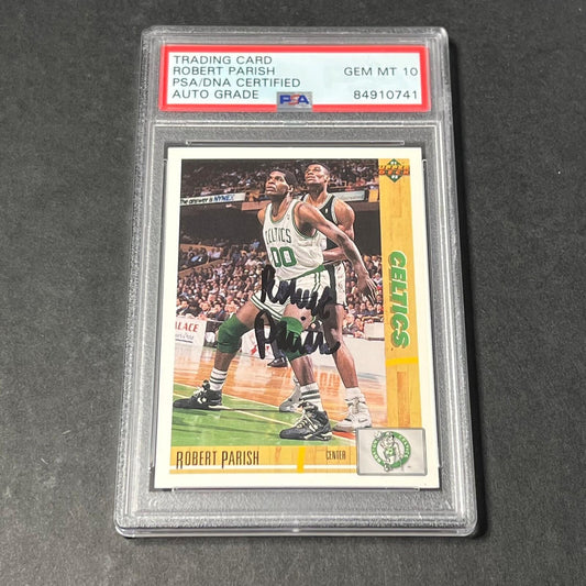 1991-92 Upper Deck #163 Robert Parish Signed AUTO 10 PSA Slabbed Celtics