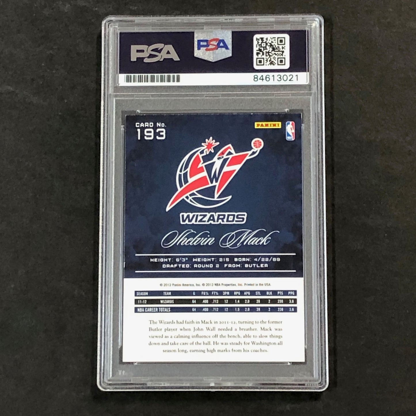 2012-13 Panini Prestige #193 Shelvin Mack Signed Card AUTO PSA Slabbed Wizards