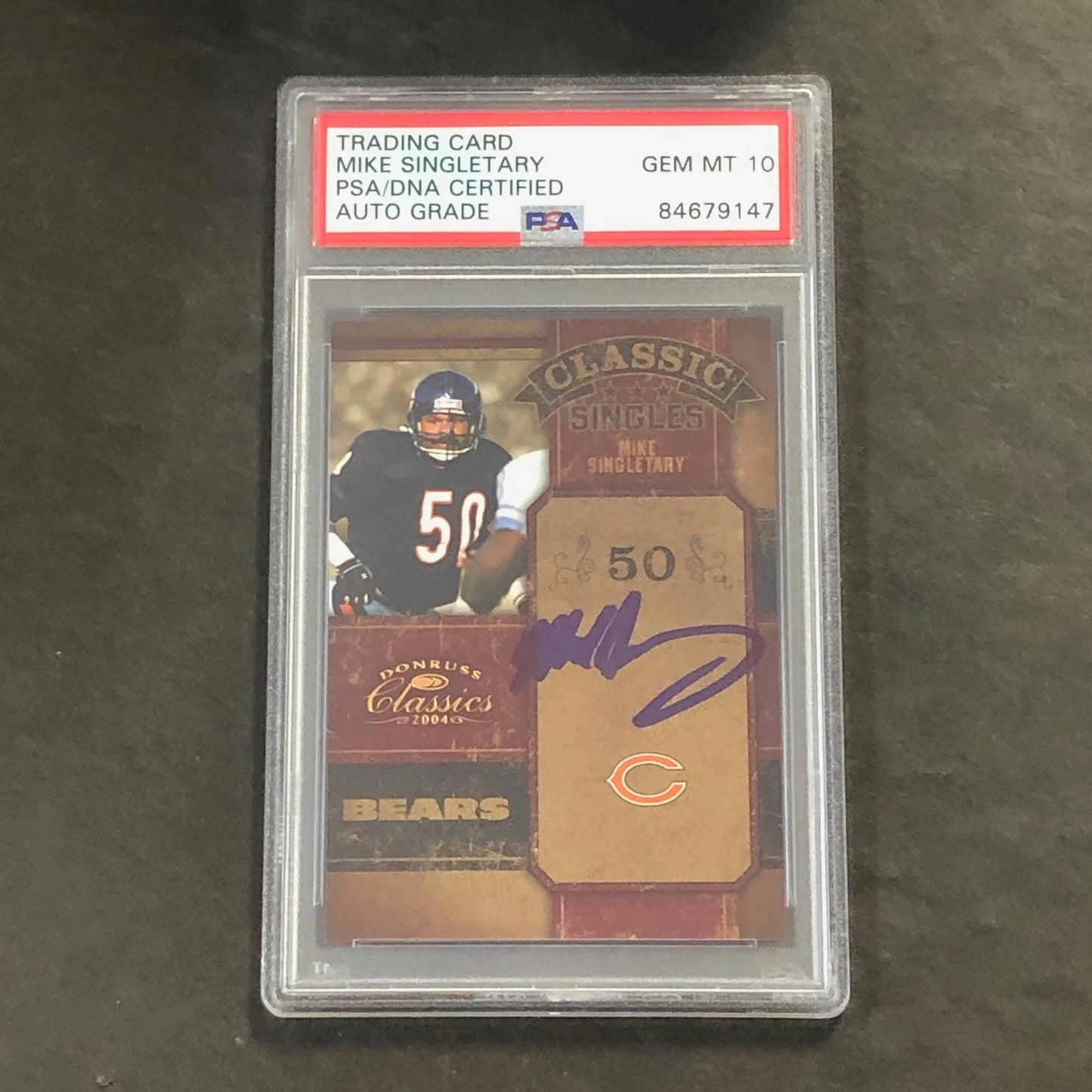 2004 Panini Donruss Classic #C5-22 434/1000 Mike Singletary Signed Card PSA Slab