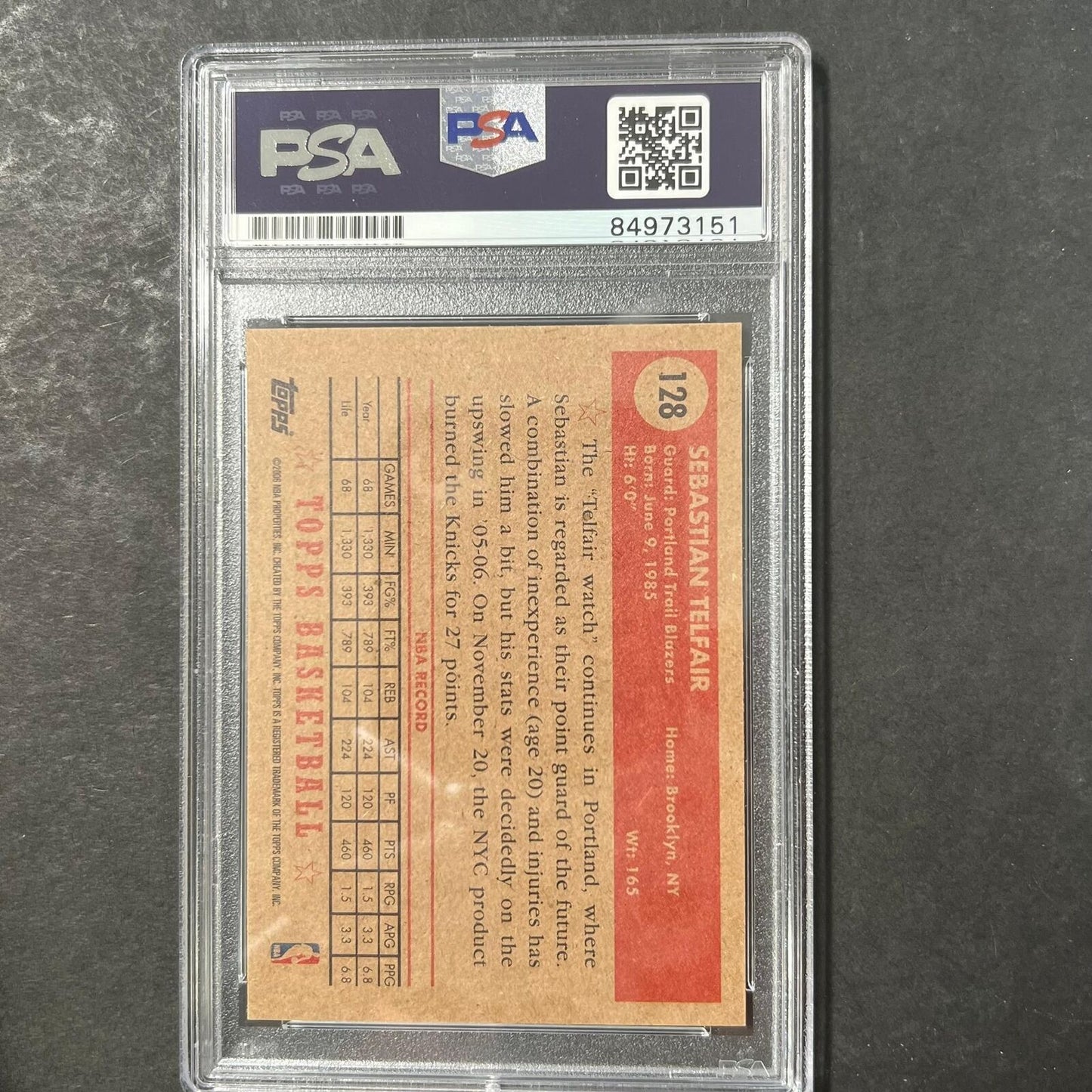 2005-06 Topps 1952 Style #128 Sebastian Telfair Signed Card AUTO PSA/DNA Slabbed