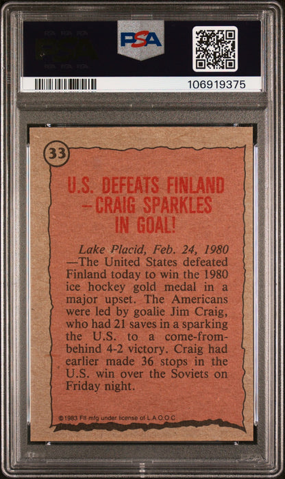 1983 Topps History's Greatest Olympians #33 Jim Craig signed card PSA 7 Auto A