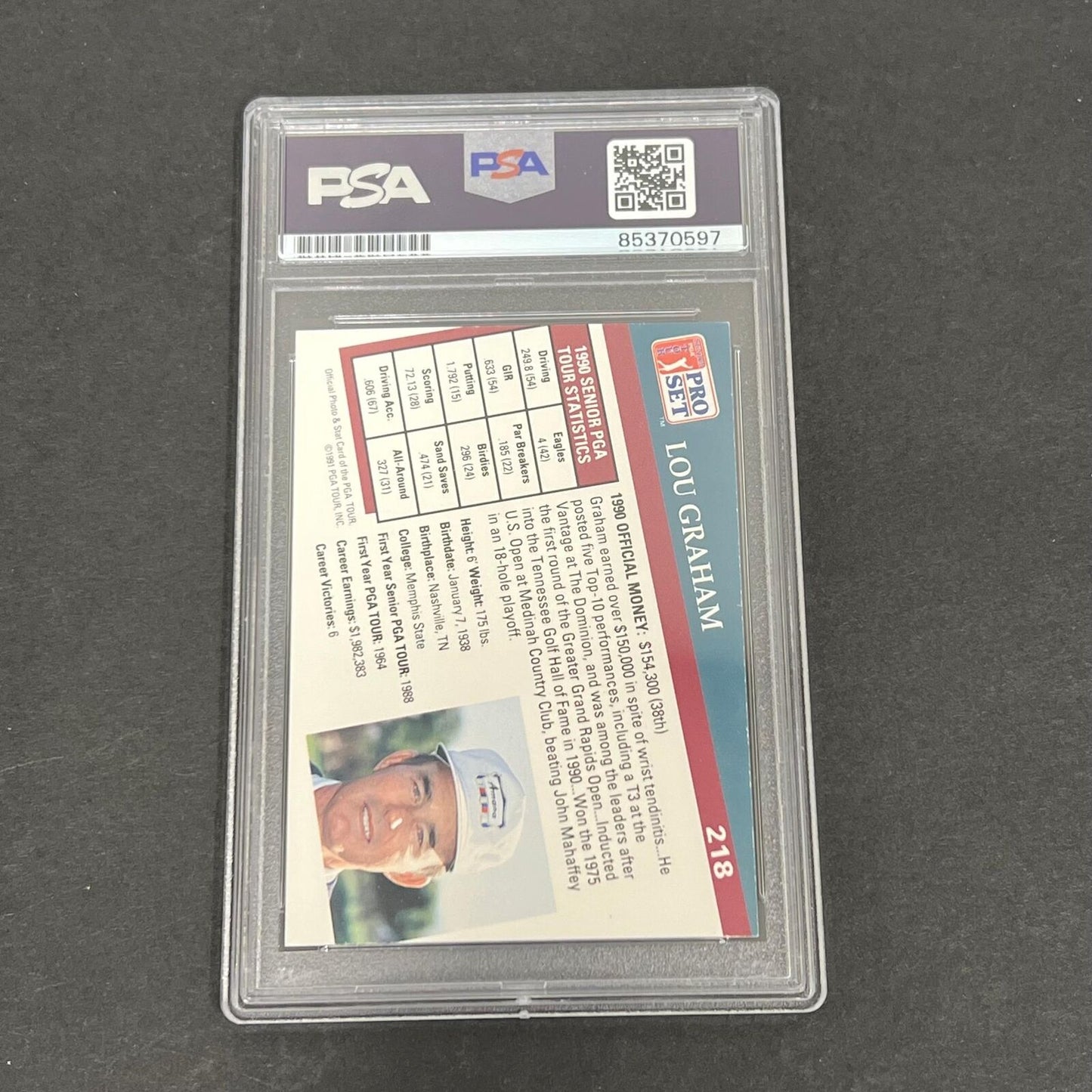 1991 Pro Set #218 Lou Graham Signed Card PSA/DNA Slabbed AUTO Golf