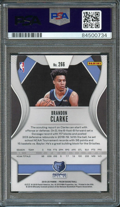 2019-20 Panini Prizm #266 Brandon Clarke Signed Card AUTO 10 PSA Slabbed RC Griz