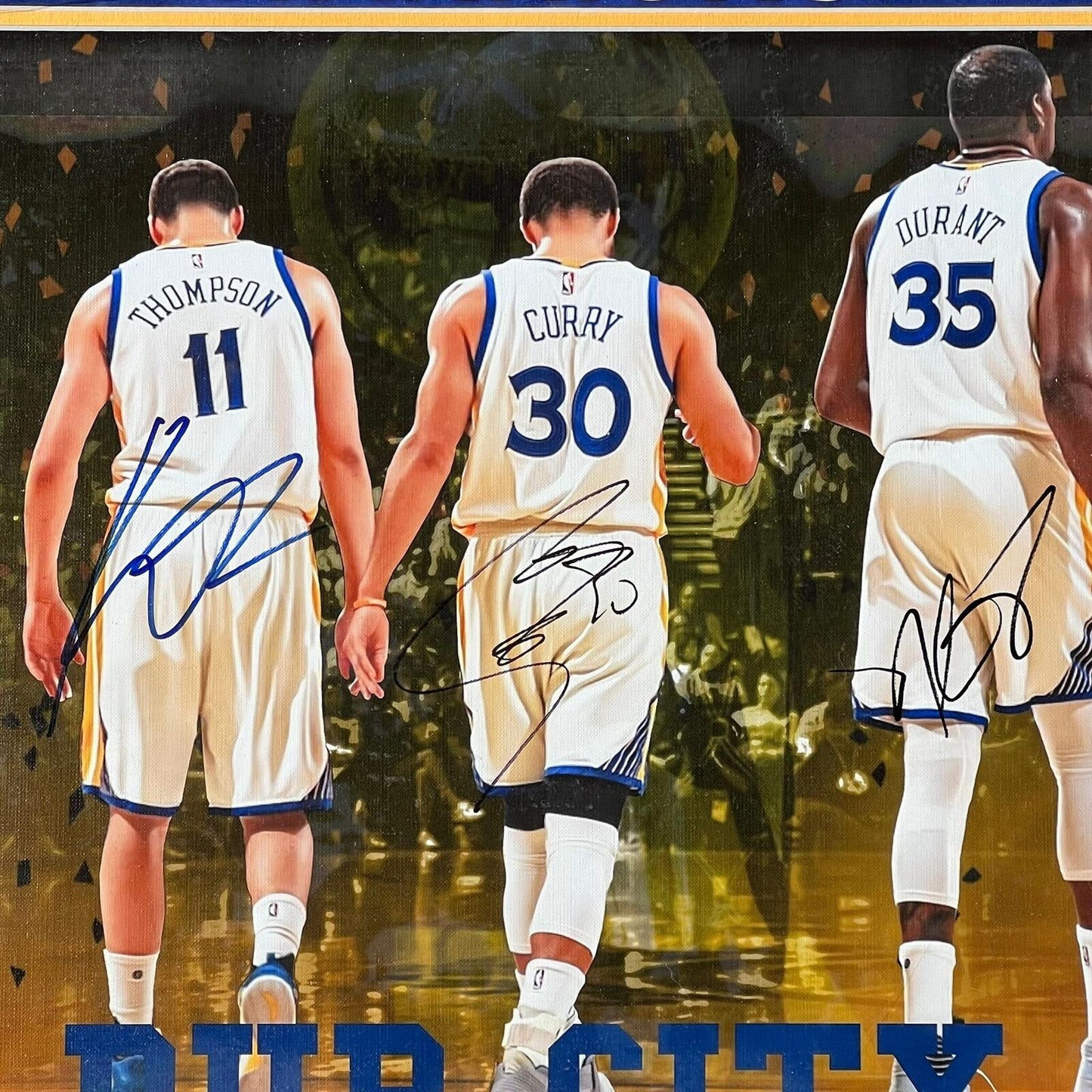 Steph Curry/Kevin Durant/Klay Thompson Signed Photo PSA/DNA 20x27 Framed Authent