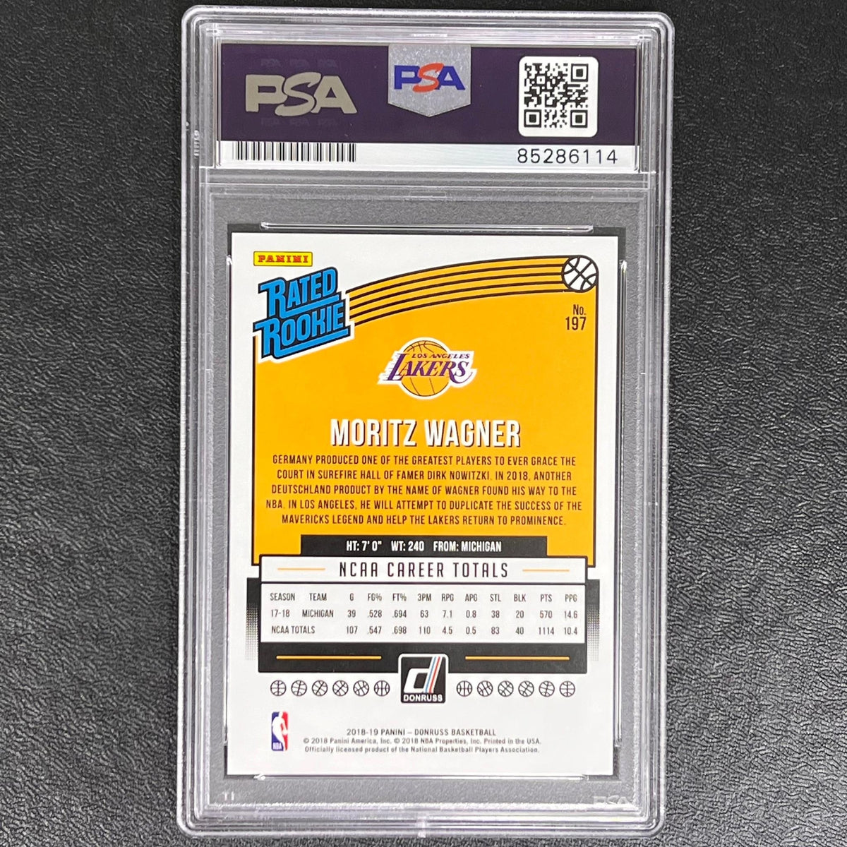 2018-19 Panini Donruss Rated Rookie #197 Moritz Wagner Signed Card AUTO PSA/DNA